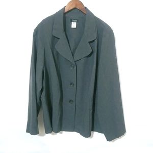 Spago 24 Gray Pinstripe Unstructured Lightweight Blazer Jacket Plus